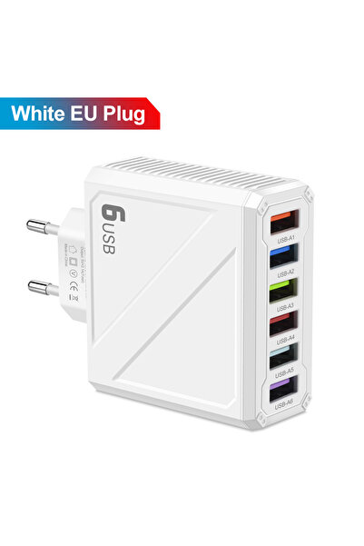 Choice شاحن جداري عالي الجودة مزود بـ 6 منافذ USB، قابس أوروبي أبيض، 3.1 أمبي...