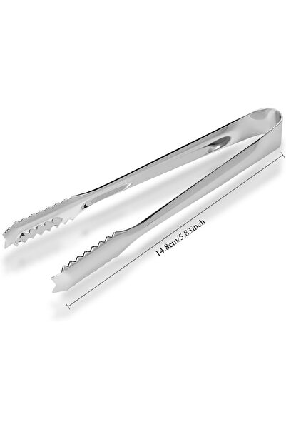 Choice 6 inches Stainless Ice Tongs Serrated Kitchen Tools Mini Barbecue Tong...
