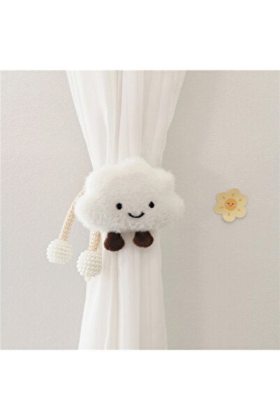 Choice مشبك ربط ستارة نافذة مزين بزهرة الأقحوان الكاكي مع مشبك لؤلؤي، مناسب لغرف الأطفال