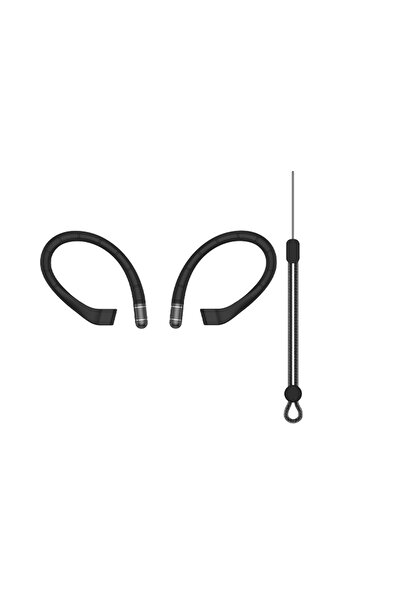 Choice خطاف أذن أسود من السيليكون مضاد للضياع، مدمج بسلك فولاذي مضاد للسقوط، خطاف أذن متين مضاد للسقوط