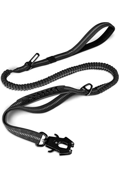 Choice طوق كلاب تكتيكي أسود شديد التحمل، بطول 4-6 أقدام، مزود بحبل مطاطي ماص ...