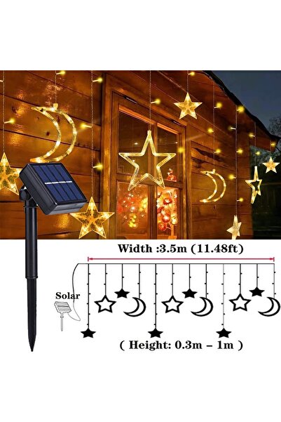 Choice أضواء سلسلة تعمل بالطاقة الشمسية على شكل نجمة وقمر، مزودة ببطارية شمسية، 8 أوضاع إضاءة، زينة عيد الميلاد الخارجية، أضواء LED خيالية