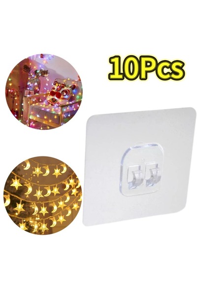 Choice 10pcs 1-120pcs Wall Adhesive Hooks Transparent Wire Shelf Rack Hook Wa...