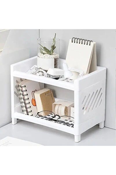 Choice رف تخزين مكتبي أبيض اللون، مزدوج الطبقات، مستطيل الشكل، مصنوع من مادة ...