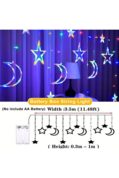 Choice مصباح سلسلة ستارة متعدد الألوان على شكل نجمة وقمر يعمل بالبطارية، زينة...