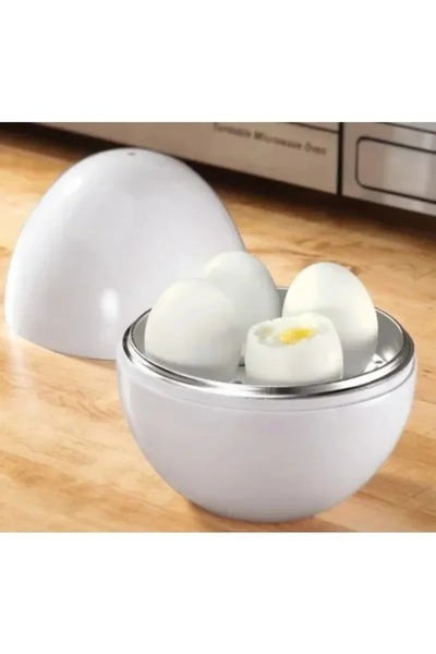 Choice وعاء بيض أبيض بسعة 4 بيضات، سهل وسريع التحضير في الميكروويف، لمدة 5 دقائق لطهي البيض جيدًا أو نصف سلقًا.