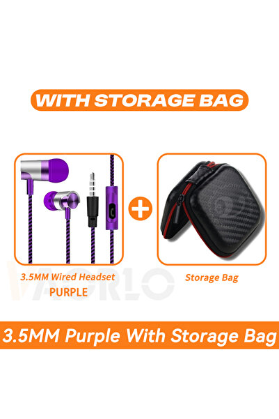 Choice سماعة أذن سلكية جديدة أرجوانية اللون مع حقيبة، مقاس 3.5 ملم، داخل الأذ...