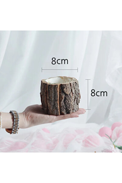 Choice H7107-S وعاء نباتات خشبي على شكل طاولة مستديرة عتيقة، وعاء زهور خشبي مزخرف، لحاء شجرة اصطناعية، نبات عصاري