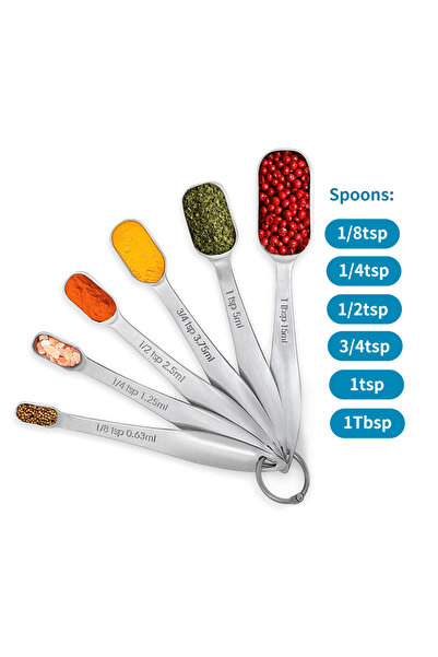 Choice 6 Pieces 18/8 Stainless Steel Measuring Spoons Premium Heavy Duty Measuring Spoons Set with Leveler