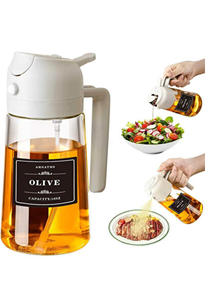 Choice بخاخ زيت أبيض واحد للطبخ، موزع زيت زيتون 2 في 1 للرش والسكب مع ملصقات،