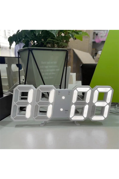 Choice White 3D LED Digital Clock Wall Decoration Glow Night Mode Decoration for Bedroom Adjustable Electro