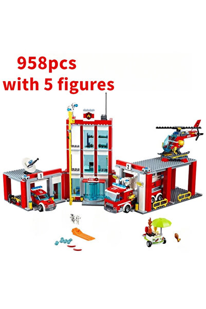 Choice مجموعة مكعبات بناء خشبية من نوبوكس، 958 قطعة، تشمل محطة إطفاء المدينة،...