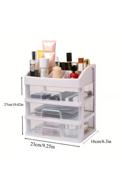 Choice WHITE Multi-Layer Office Desktop Storage Box Cosmetic Organizer with Drawers - Transparent Storage B