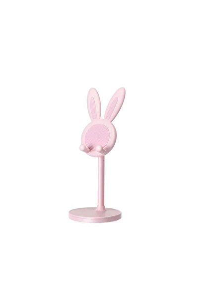 Choice حامل هاتف محمول/جهاز لوحي قابل للتعديل بتصميم أرنب صغير وردي اللون برس...
