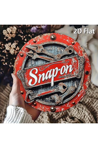 Miniso Round 20X20CM 2D Flat 1pc Vintage Metal Sign Snap-on Tools Aluminum Round Poster Bold and Industrial