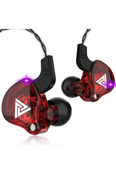 Vikefon سماعة رأس رياضية جديدة حمراء اللون مزودة بميكروفون، سماعات رأس بأسلاك...