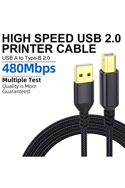 Choice كابل طابعة أسود بطول متر واحد من نوع USB A إلى USB B، كابل MIDI، سرعة ...