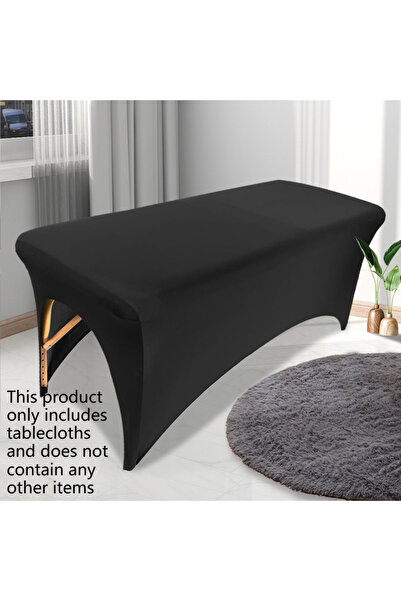 Choice مفرش طاولة أسود جديد عالي المرونة وناعم الملمس، مقاس 183×74×75 سم، لون موحد، تصميم بسيط، مانع للانزلاق.