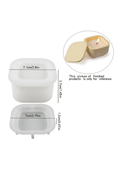 Choice1 قالب سيليكون مربع واحد مع غطاء لجرة شمع DIY - قالب صنع برطمان شمع عطر...