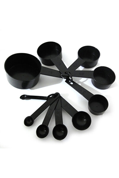 Choice مجموعة أدوات قياس بلاستيكية سوداء مكونة من 10 قطع (5LS): ملعقة قياس، ك...