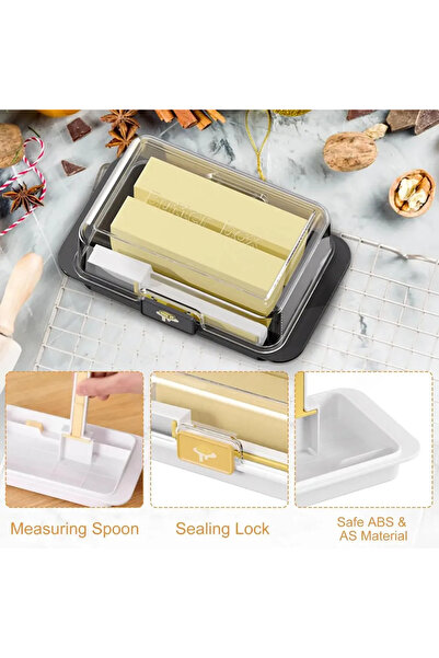 Choice علبة زبدة سوداء محكمة الإغلاق مزودة بغطاء وقاطع، مناسبة للتخزين على سط...