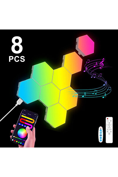 Choice 8 قطع، 20/12/8/3 عبوات، لوحة إضاءة جدارية سداسية الشكل RGB، تطبيق ذكي،...