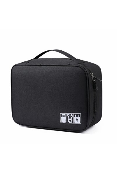 Choice Double layer Black Cable Storage Bag Digital Electronic Organizer Portable USB Data Line Charger Plu