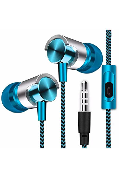 Choice سماعة أذن سلكية جديدة زرقاء مقاس 3.5 ملم، مزودة بخاصية إلغاء الضوضاء، ...