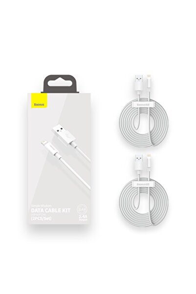 Baseus 1.5m White 2Pack 2.4A USB Cable for iPhone 11 12 13 14 Pro 8 X Xr Fast Charging USB Cable Dat