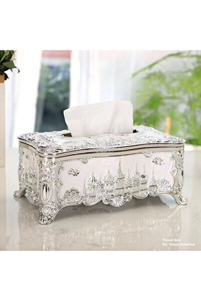 Choice علبة مناديل على الطراز الأوروبي بتصميم قلعة فضية بيضاء من تشين، صندوق ...