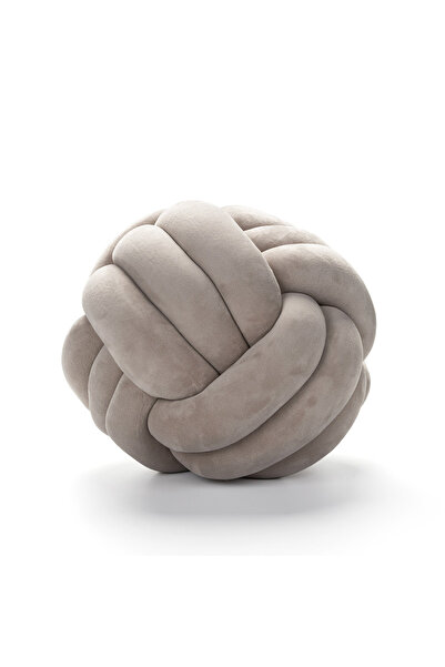 Choice وسادة زينة رمادية اللون بعقدة، مقاس 22 سم، مصنوعة يدويًا من المخمل الن...
