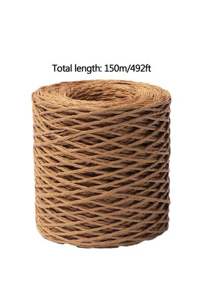 Choice Dark Khaki 150m Natural Raffia Straw Yarn For Knitting Crocheting Pape...