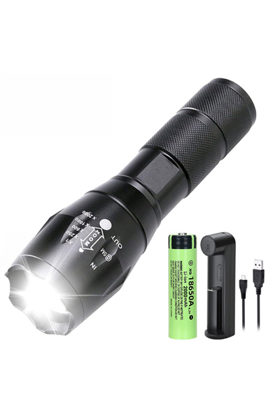 XIWANGFIRE شاحن بطارية، مصباح يدوي LED عالي الطاقة، مصباح تخييم، 5 أوضاع إضاءة، مصنوع من سبائك الألومنيوم، قابل للتكبير/التصغير.