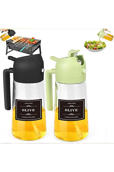 Choice بخاخ زيت أسود وأخضر قطعتان للطبخ، موزع زيت زيتون 2 في 1 للرش والسكب مع...