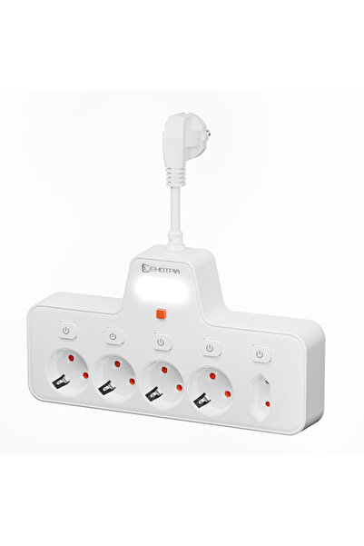 Choice EU Plug WHITE Power Strip EU AC Plug Wall Mounted Independent Switch Multitap Socket Network Filter