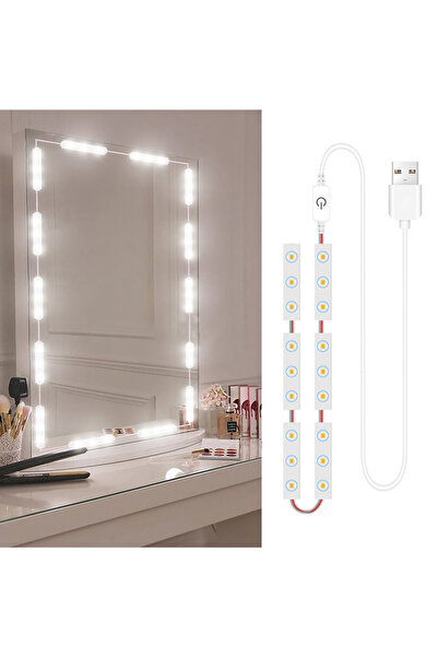 Choice شريط إضاءة LED بمنفذ USB، 42 مصباح LED، مرآة تزيين، مرآة مكياج، إضاءة قابلة للتعتيم، تحكم باللمس.