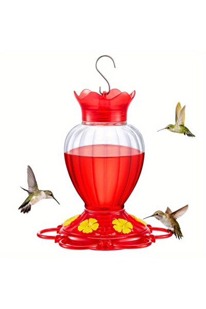 Choice موزع مياه معلق على شكل طائر الطنان الأحمر، مناسب للفناء الخارجي، مع موطن وحوض مقاوم للنمل، ومتين.