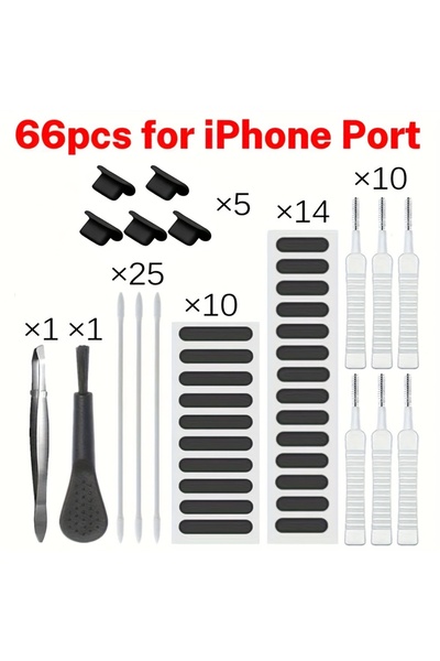 Choice 66PCS for iOS Port 66pcs Universal Dust Removal Cleaner Tool Kit Phone Charging Port Cleaner Smartph