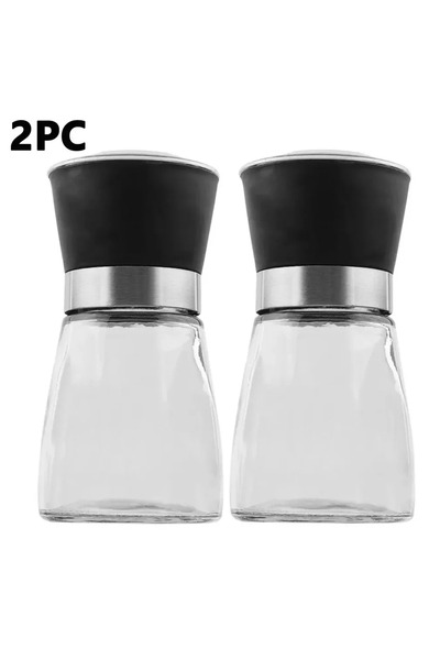 Choice عبوة توابل سوداء مكونة من قطعتين، مطحنة ملح وفلفل يدوية قابلة لإعادة التعبئة، قابلة للتعديل، مطحنة مطبخ تطحن التوابل