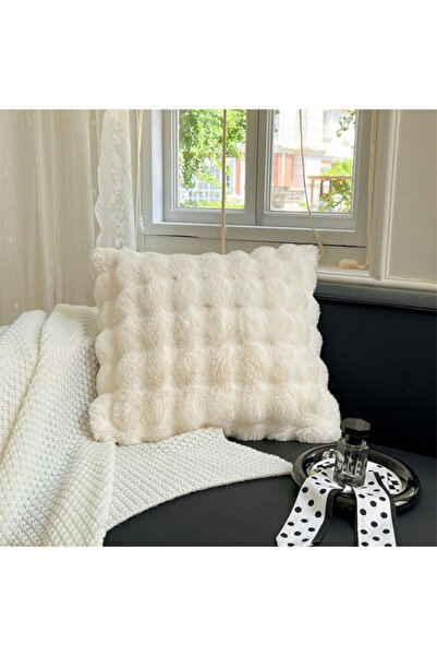 Choice غطاء وسادة فاخر من الفرو الصناعي بلون أبيض حليبي، قطعة واحدة، مقاس 500...