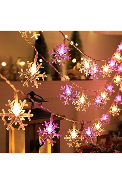 Choice سلسلة إضاءة LED وردية دافئة على شكل ندفة ثلجية لعيد الميلاد، قطعة واحد...