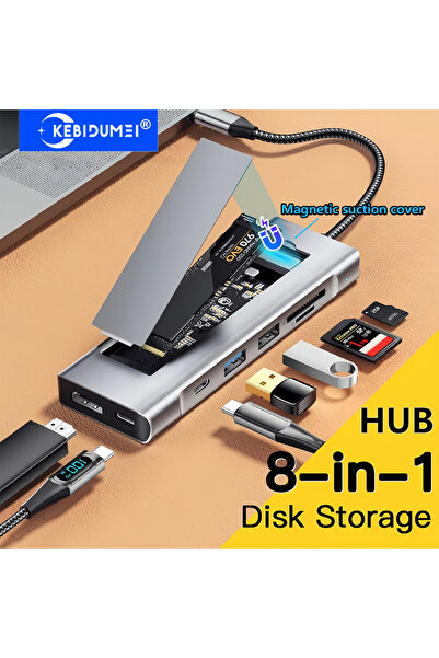 Kebidumei 8-in-1 M.2 SSD Hub 8-IN-1 USB HUB With Disk Storage Function PD100W...