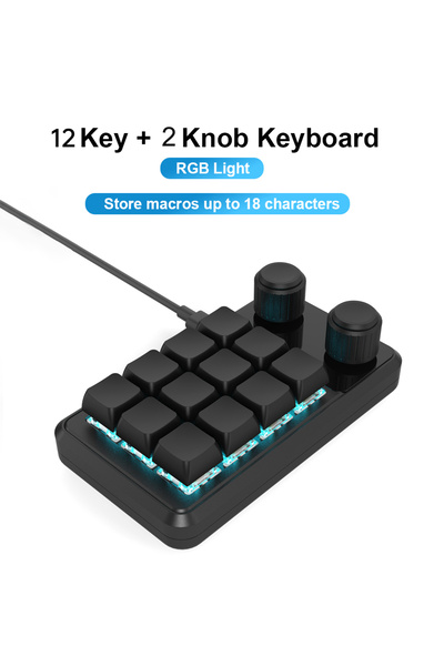 Choice Red Switch Black 12Key Wired Programming Macro Custom Knob Keyboard RGB 3 Key Copy Paste Mini Button
