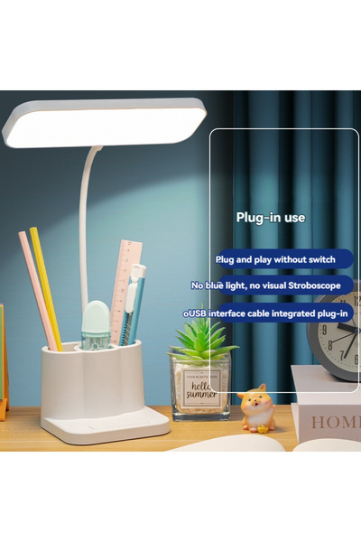 Choice مصباح مكتبي أبيض اللون، يعمل بالكهرباء، منظم مكتبي، إضاءة قابلة للتعتي...