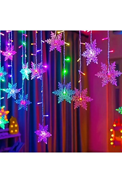 Choice EU Plug Multicolor LED Snowflake Curtain String Lamp 8 Mode Fairy Curt...