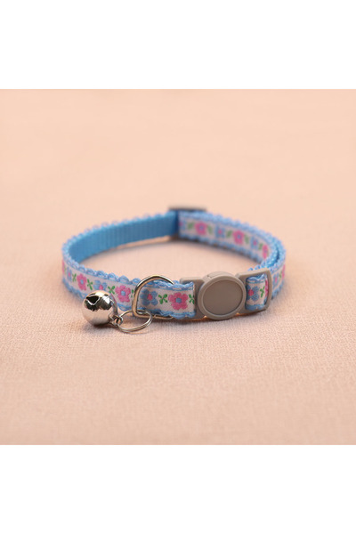 Choice sky blue Hand Knitting Flower Pet Collar With Bell Colorful Retro Style Cat Collar Adjustable Safety