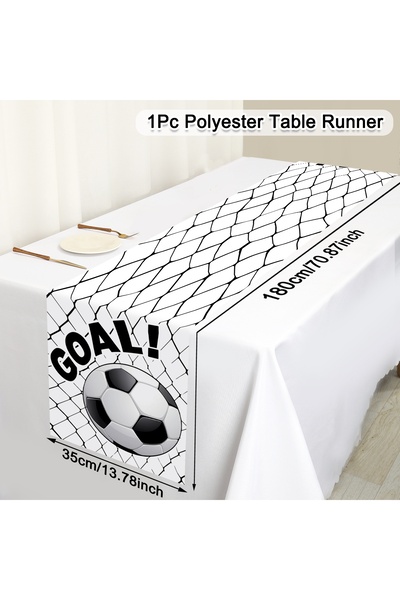 Choice قطعة واحدة من مفرش طاولة عيد ميلاد كرة القدم، أسود وأبيض، علم طاولة كر...