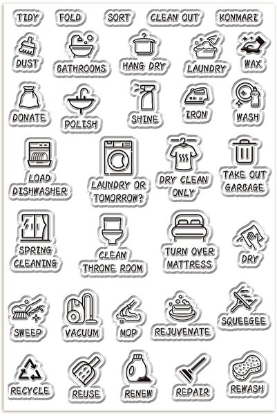 Choice AECH08-06429 Clear Icon Stamps Daily Life Housework Laundry Small Icon...