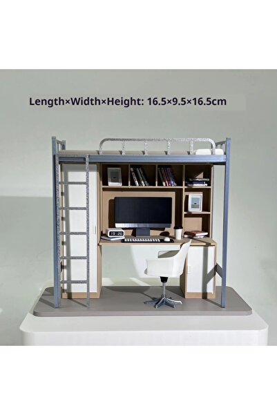 Choice مجموعة واحدة من أثاث سكن طلابي مصغر بمقياس 1/12، تتضمن سريرًا ومكتبًا وطاولة نموذجية، يمكنك تركيبها بنفسك على بيت الدمى.