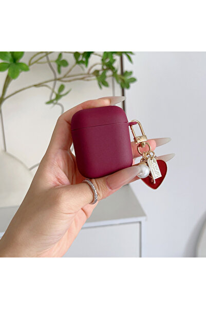 Choice جرابات سماعات أذن بلون واحد من العنابي لسماعات AirPods 1-2، جرابات لسم...